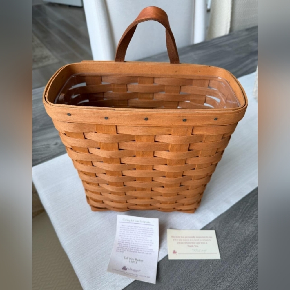 1995 Longaberger Tall Key Basket 11053 w/ Liner Included, Perfect Condition - Picture 2 of 13